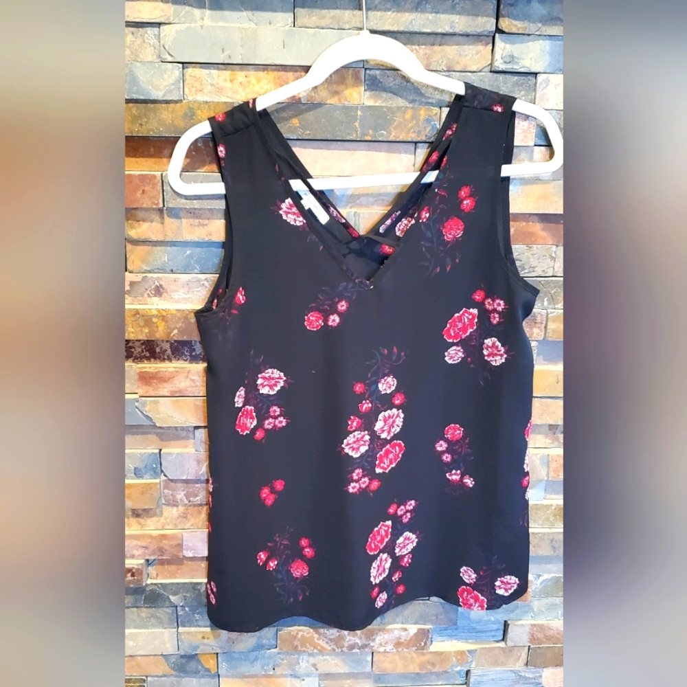 Maurices Black tank with red flowers